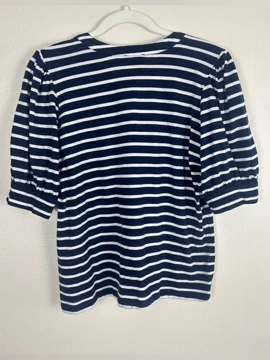 Rails Jewel Stripe Cotton Puff Sleeve Top Women’s Size Medium Navy & White - Picture 7 of 7
